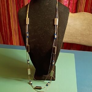 Chic Silver and Blue Multi-Strand Necklace